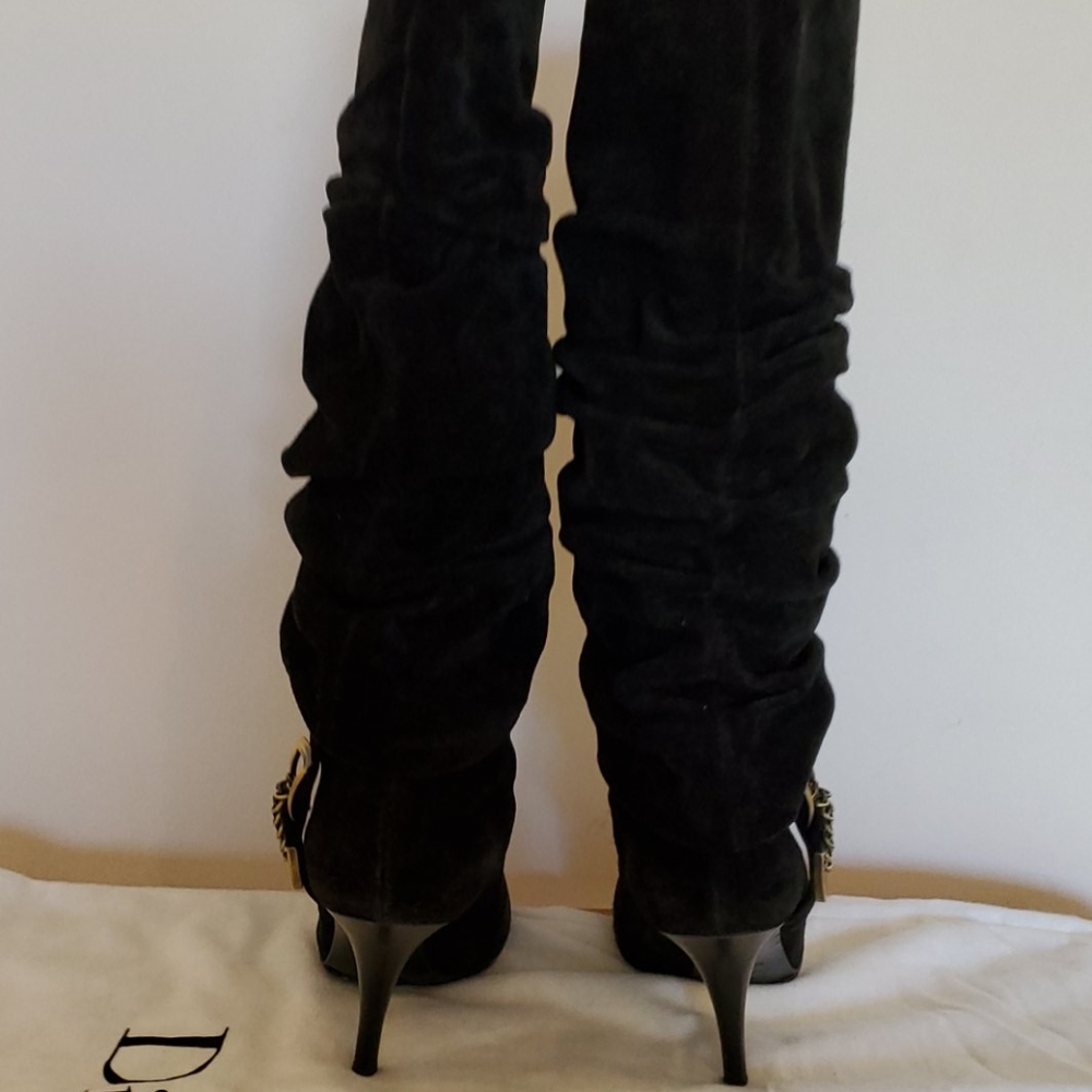 Dior Black Suede Boots Knee High 4in Stilletto 39 - Picture 7 of 16
